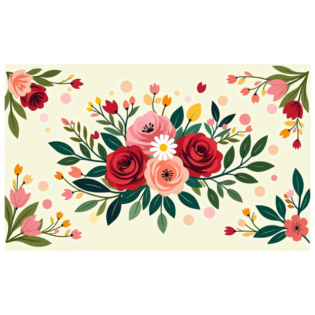 Colorful Floral Illustration Banner Garden Background Backdrop Birthday Party Wedding Celebration Photography Props Spring Decor Botanical Elements