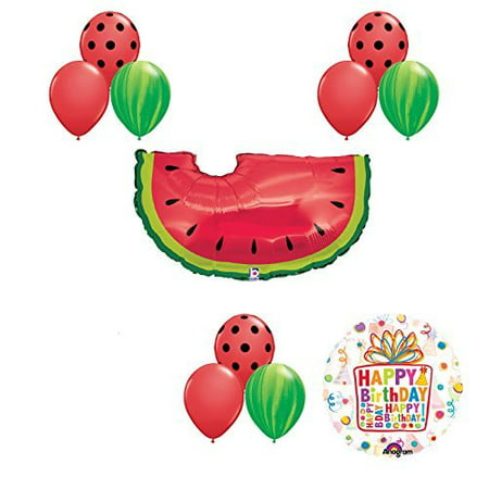 Watermelon Picnic First Birthday Party Supplies and Balloons