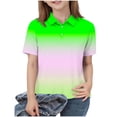 thumbnail image 2 of UQJfacai School Uniform Shirts for Girls Golf Shirt Kids Gradient Short Sleeve Collared Tennis Tops with Button 5-15 Years, 2 of 7