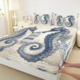 thumbnail image 3 of Feelyou Cartoon Seahorse Teens Full Size Sheets, Nautical Lighthouse Bed Sheets, Kawaii Ocean Animal Sheet Sets, Lightweight Room Decor, 4-Piece, 3 of 7