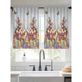 thumbnail image 2 of Easter Bunny Sheer Curtains 54 Inch Length 2 Panels Set Window Treatments, Colorful Eggs Spring Tulips Flower Blue Stripes Rod Pocket Semi Curtains for Living Room/Bedroom/Kitchen, 104"W x 54"L, 2 of 7