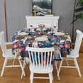 thumbnail image 2 of Beagle Dog Dog and Pioneer Flower Round Tablecloth 60"x60",Wrinkle Wipeable Table Cloth for Kitchen Dining Room Picnic Patio Party, 2 of 6