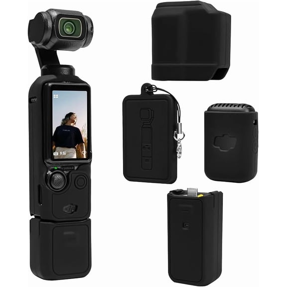 Pocket 3 Case, Soft Silicone Protective Case Cover Compatible with DJI Osmo Pocket 3 Creator Combo/for Xtra Muse, Lightweight Osmo Pocket 3 Screen Protector Grip Cover Accessories - Black