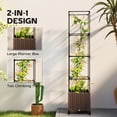 thumbnail image 4 of JWRWEFA Raised Garden Bed with Trellis, 71.7" Tall Tomato Cage with Self-Watering System & Lockable Wheels, Outdoor Planter Box for Climbing Plants, Brown, 4 of 11