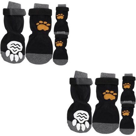 8 pcs Cotton Warmers Indoor Large Pet Dogs for L Protector Booties Breathable Small Adorable Double Hardwood Grip Puppy Accessory Dog Socks Compact Leg Side Black with Winter Wear