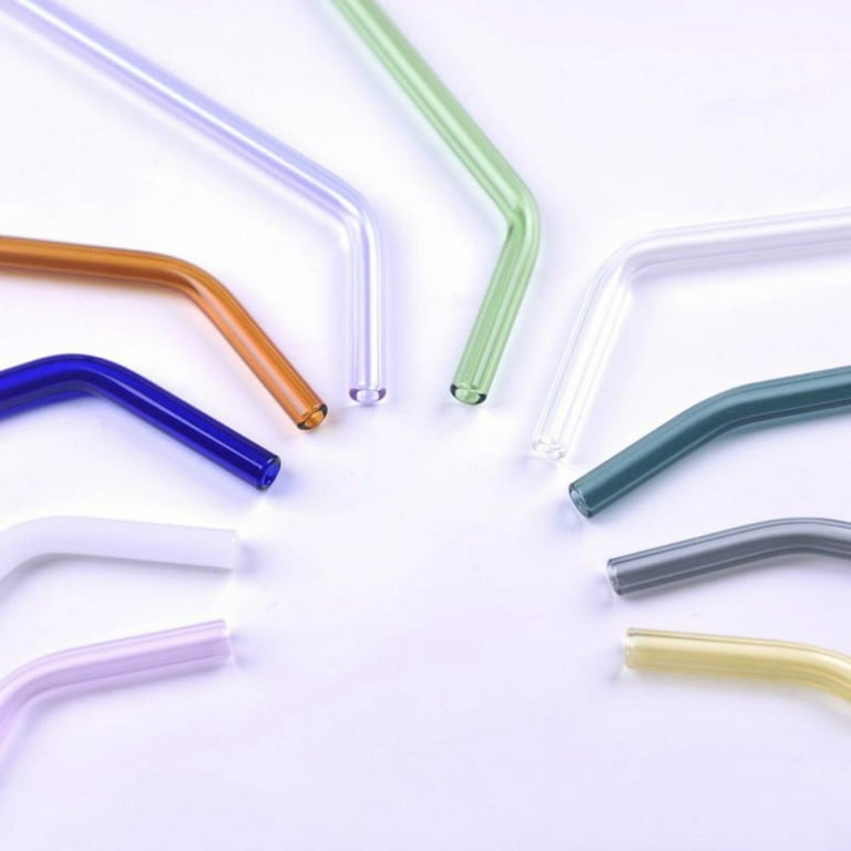Glass Straws 8mm*18cm Elbow Drinking Straws,Reusable,Healthy,Heat and High Temperature Resistant, Size: 8mm*18cm/0.31*7.09, White