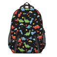 thumbnail image 3 of Dinosaur and Leaf Black Pattern Cute School Backpack Bag with Padded Back and Adjustable Shoulder Straps 16.9 X 12.6 X 5.9 Inches, 3 of 5