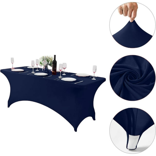 "Stretchable Polyester Table Cover For Rectangle Tables – Elastic Fitted Design For Outdoor Parties Weddings Banquets And Gatherings – Durable & " Dark Table Cloths for Parties Table Clothes for 8