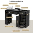 thumbnail image 5 of Manicure Table for Nail Tech, Glass Top Nail Desk w/Electric Dust Collector,  Beauty Workstation w/ 7 Drawers & Shelves (Black), 5 of 9