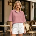 thumbnail image 4 of Dresfit Polo Shirts for Women Collared Golf Shirts Summer 2026 Button Down Short Sleeve Golf T Shirts Breathable Loose Regular Fit Tennis Tops M, 4 of 5