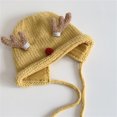 thumbnail image 2 of DHFJKG Newborn Baby Unisex Christmas Knitted Hats With Reindeer Ears Tie Back Adjustable Warm Beanie Autumn Winter Cozy Hats, 2 of 4