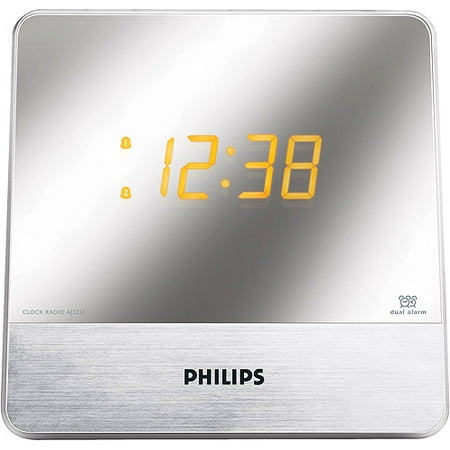 Philips AJ3231 Dual Alarm Clock Radio With Mirror Finish