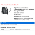 thumbnail image 2 of Right Passenger Side Mirror - Compatible with 2010 - 2017 Mercedes-Benz Sprinter 2500 2011 2012 2013 2014 2015 2016, 2 of 2