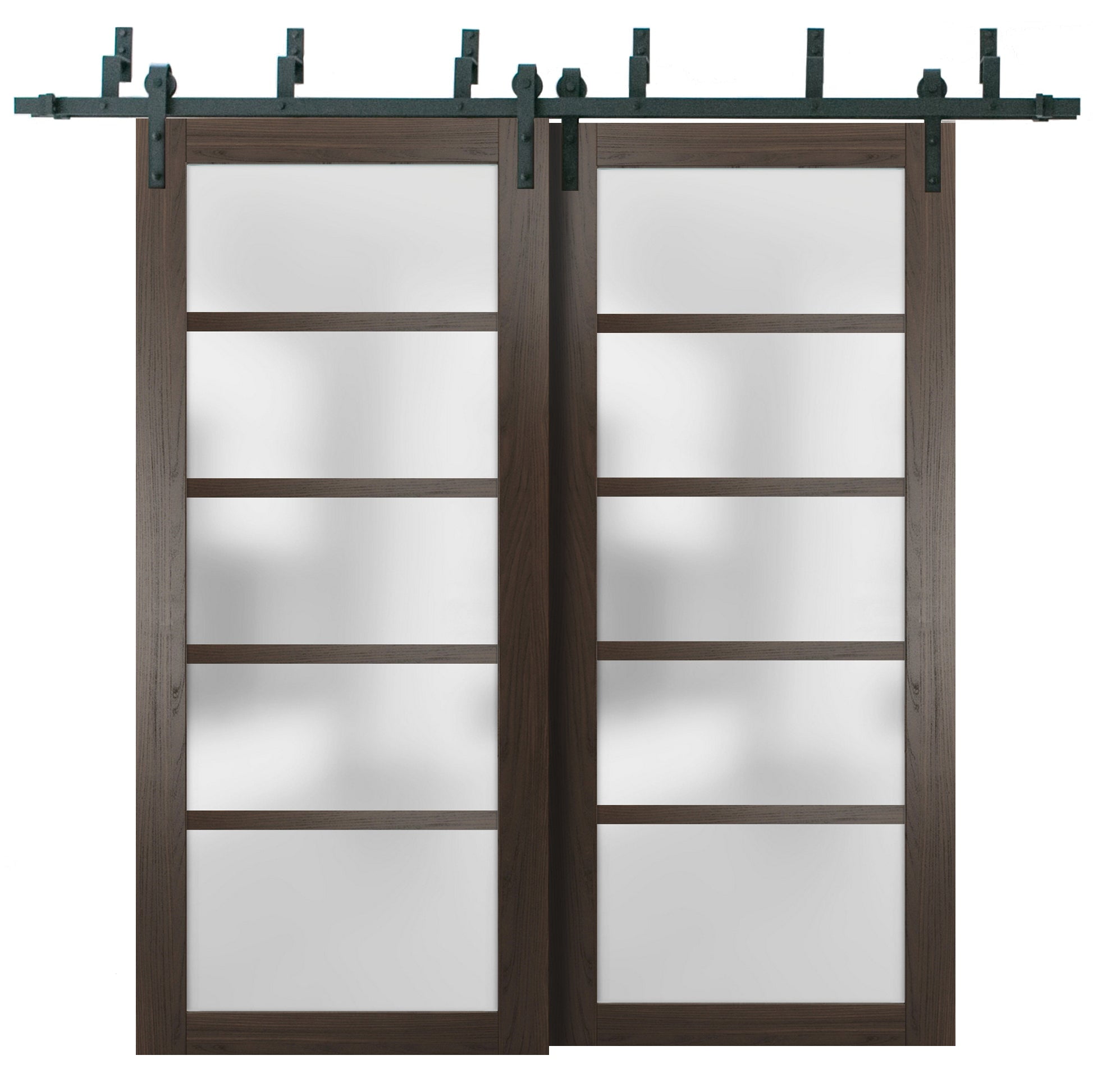 Sliding Closet Barn Bypass Doors with Frosted Glass Quadro 4002