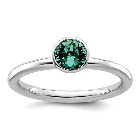 925 Sterling Silver Bezel Polished Stackable High 5mm December Crystal Ring Size 8 Stackable Ring for Women