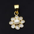 thumbnail image 2 of 0.50 CTW Natural Diamond Polki Pearl Flower Valentines Day Gifts Pendant 925 Sterling Silver 14K Gold Plated, 2 of 5
