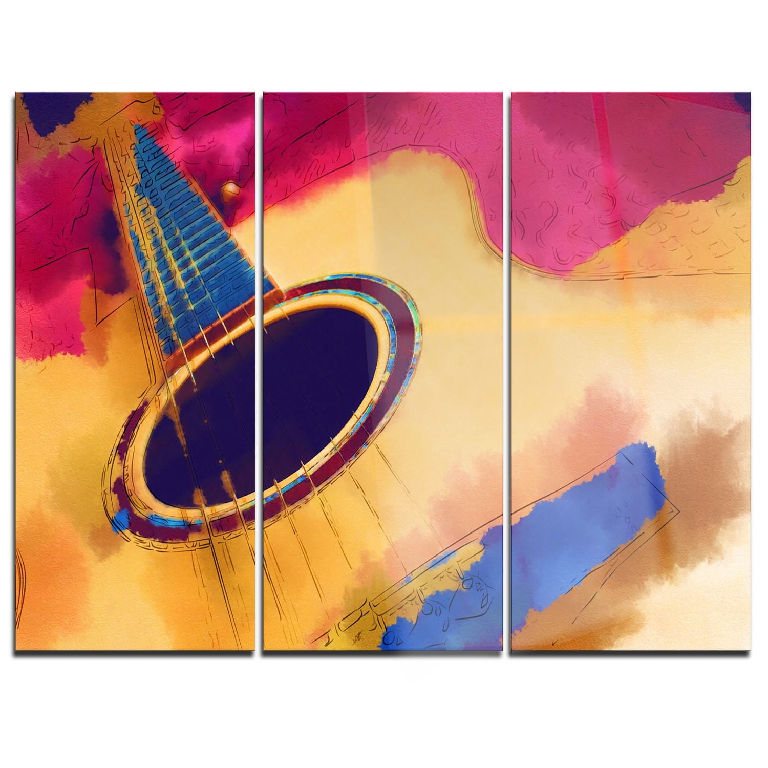 Design Art Listen to The Colourful Music Multipanel Music Metal Wall Art