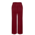 thumbnail image 7 of RPVATI Petite Linen Pants for Women Summer Drawstring Elastic Waist Lounge Pants Trendy Wide Leg Lightweight Work Trousers with Pockets Wine M, 7 of 7