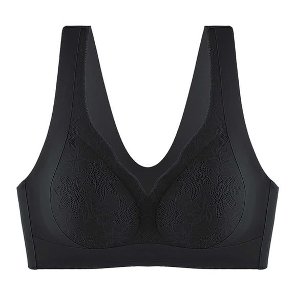 Cavosen Sports Bras for Women Back Smoothing Wireless Supportive Bras Push Up Lightly Padded Solid Bralettes Wide Straps Breathable Sleep Underwear