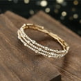 thumbnail image 1 of IKemiter Trois Rangs Strass Incrusté Bracelet Double Couches Manchette Ouverte Bracelet Extensible Réglable pour le Meilleur, 1 of 6