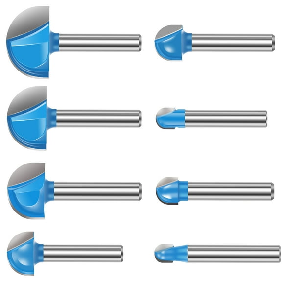 AEVXKHI 8PCS 1/4 inch Shank Core Box Router Bit Set, Carbide Round Nose Router Bits, Woodworking Milling Cutter Tool for Wood