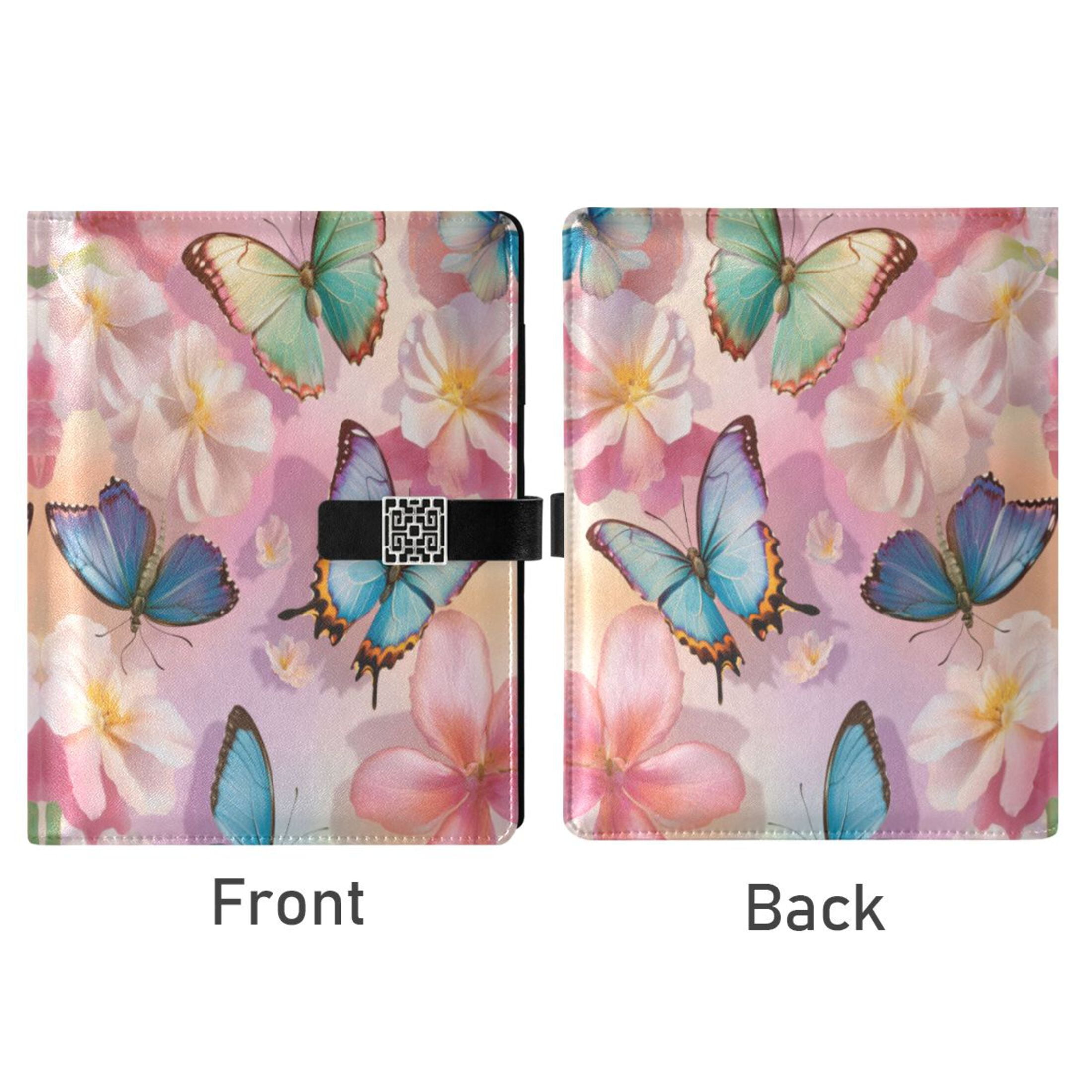 Leather Planner Leather Notebook Notebook Journal Binder Design Pen Pocket Design Convenient for Storage Light Pink Rainbow Butterfly