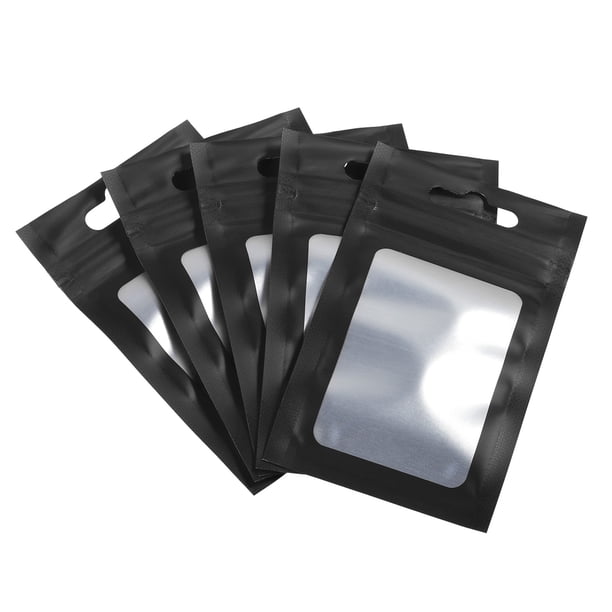 Bolsas holográficas Uxcell 3.9x2.4", paquete de 100 bolsas de plástico aluminizado resellables para pequeñas cosas, negro
