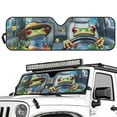 thumbnail image 2 of GarronmavisTree Frog Driving Front Windshield Sunshade Fit for Jeep Wrangler JL/JLU 2018-2024 & Jeep Gladiator JT 2020-2024, 240T Foldable Window Shade Sun Visor Protector, 2 of 6