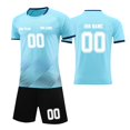 thumbnail image 1 of Custom Football Kit Set for Adult and Child, Name Number Team Logo DIY Family Match Personalized Jersey Shirt Shorts Set, Dad and Son Matching Outfits Light Blue XXXXXL, 1 of 6