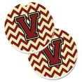 thumbnail image 1 of Letter V Chevron Maroon & Gold Set of 2 Cup Holder Car Coaster, 1 of 1