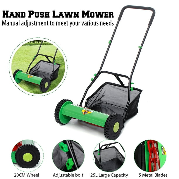 Hand Push Lawn Mower Compact Courtyard Reel Mower Grass Catcher Lawnmower  Home 