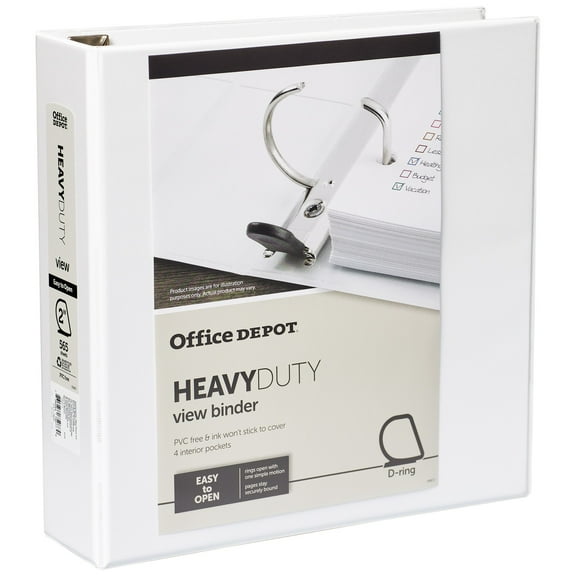 [IN] PLACE Heavy-Duty D-Ring View Binder, 2in. Rings, 100% Recycled, White, OD03104