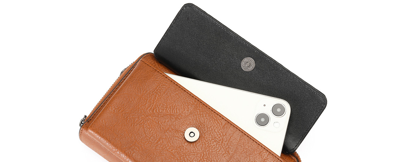 FALAN MULE Crossbody Bags for Women Small Leather Cell Phone Wallet Wristlet Purse with Zip Around 2 Strap
