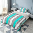 thumbnail image 2 of Homewish Geometric Stripe Twin Comforter Sets, Glitter Sequin Bling Print Bedding Set, Cyan White Gray, Gray Reversible, 2-Piece 1 Comforter and 1 Pillowcase, 2 of 6