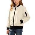 thumbnail image 3 of MKOSPLRT 5-16 Years Girls Solid Zip Up Bomber Jacket Long Sleeve Waterproof Windproof Casual Outdoor Coat with Hidden Pocket, 3 of 10