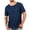 Blue, variant on BRGZLK Men's Linen T-Shirts Solid Color Crewneck Short Sleeve Lightweight Loose Basic Tees Casual Plain Tops with Pocket for Summer White 4XL