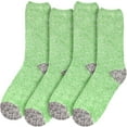 thumbnail image 2 of BambooMN Women's Extra Large Soft Fuzzy Warm Cozy Comfy Fuzzy Plush Cute Solid Slipper Socks - Green Grey - 4 Pairs, 2 of 5