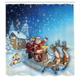 thumbnail image 3 of Ambesonne Christmas Shower Curtain, Santa in Sleigh, 69"Wx75"L, Navy Blue, 3 of 5