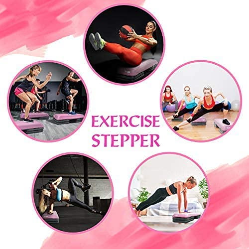 Yes4All Adjustable Aerobic Step Platform with 4 Risers Health Club Size & Extra Risers Options Pink/Black 