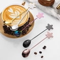 thumbnail image 2 of 1 pieza, cuchara con cara sonriente de estrella, bonita cuchara mezcladora de acero inoxidable, cuchara de café de aspecto alto, cuchara de postre de pastel de estrella de cinco puntas, 2 of 2