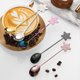 thumbnail image 2 of 1 pieza, cuchara con cara sonriente de estrella, bonita cuchara mezcladora de acero inoxidable, cuchara de café de aspecto alto, cuchara de postre de pastel de estrella de cinco puntas, 2 of 2