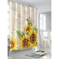 thumbnail image 3 of Shower Curtains Sunflower Bath Curtain Floral Leaves Vintage Waterproof Bathroom Shower Curtain Set with Hooks Decoration 72 x 84 Inches, 3 of 7