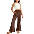 thumbnail image 2 of Bovxnpu Girls Summer 2 Piece Outfits White Fitted Tank Linen-Like Pocket Flare Pants Set, 2 of 9