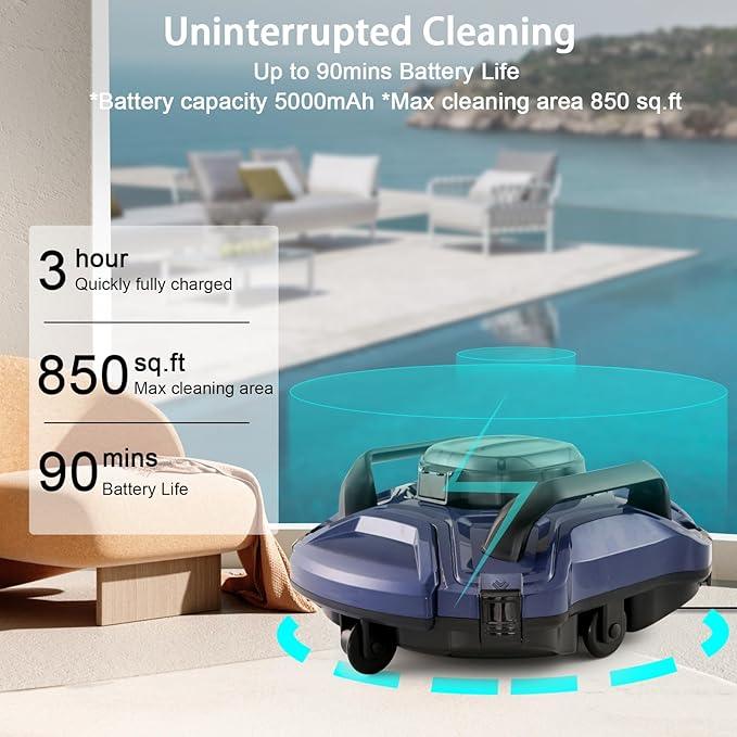 Logan's Toy Chest Cordless Robotic Pool Cleaner - Dual-Motor, 120 Min Runtime
