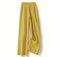 thumbnail image 4 of Buigttklop Women Loose Fitting High Waisted Cotton Linen Wide Leg Long Pants Appear Slim and Color Pants, 4 of 5