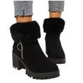 thumbnail image 6 of Xfvqtps Womens Chunky Flatform Ankle Boots Velvet Upper with Side Zipper Winter Fashion Block Heel Booties for Height Boost Comfortable Non Slip Sole Shoes Black, 6 of 9