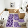 thumbnail image 2 of Paisley and Damask Purple Pattern Bathroom Rug Set 4 Piece,Includes Contour,Lid Cover,Bath Mat,Non-Slip Extra Soft Absorbent Washable, 2 of 5