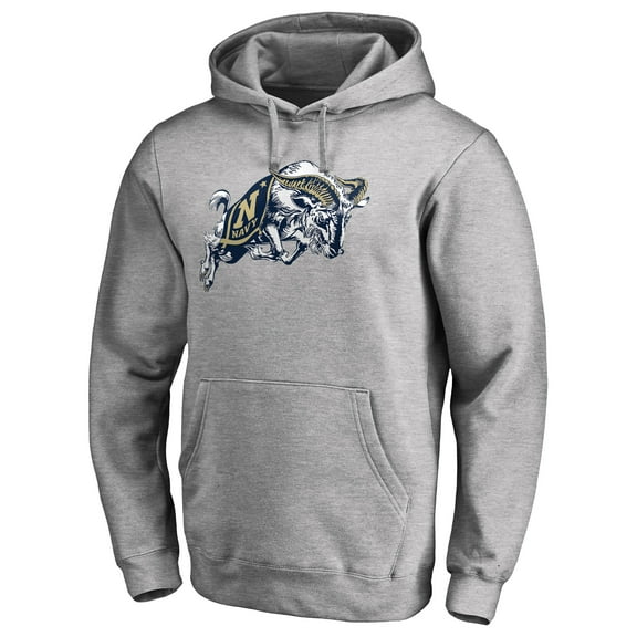 Men's Ash Navy Midshipmen Primary Team Logo Pullover Hoodie