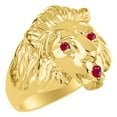 thumbnail image 3 of RYLOS Gold Plated Silver Lion Head Ring Color Stone Birthstones Eyes and Mouth Fun Designer Rings Ruby Jewelry Size 13, 3 of 8