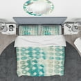 thumbnail image 3 of Designart 'Turquoise Watercolor geometrical II' Geometric Duvet Cover Set, 3 of 4
